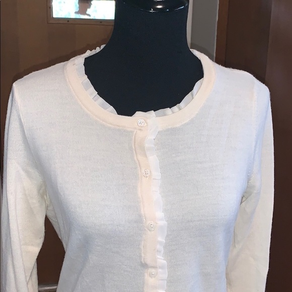 Talbots 100% wool cardigan with ruffles - Picture 2 of 4